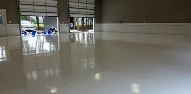 This image shows an industrial plant that has an epoxy floor.