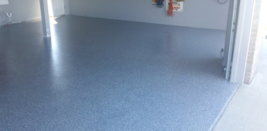 Garage Floor Epoxy Nampa This image shows a garage floor with flake epoxy painted floor.