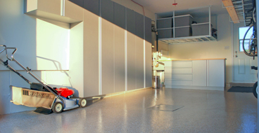 Meridian garage cabinets This image shows custom cabinets in a garage.