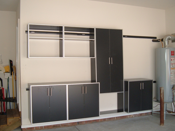 This image shows custom cabinets in a garage.