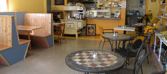 cost-effective-flooring-solution This image shows a restaurant with a flake epoxy floor.